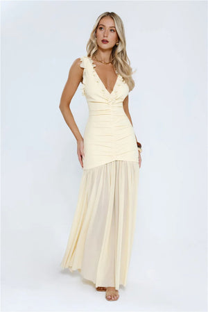 Luxe Lady Glow Maxi Dress Yellow