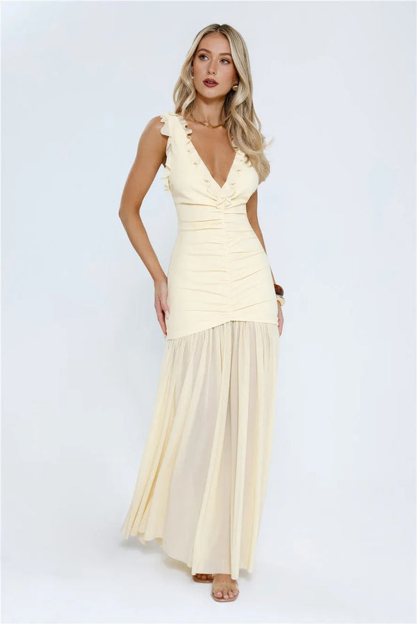 Luxe Lady Glow Maxi Dress Yellow