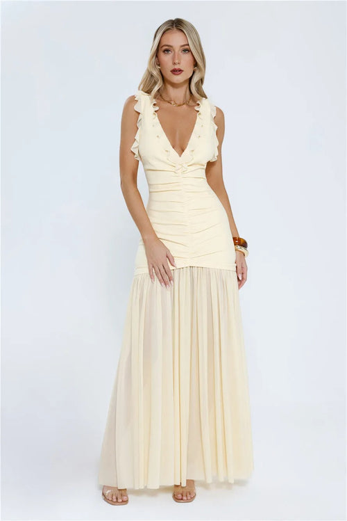 Luxe Lady Glow Maxi Dress Yellow