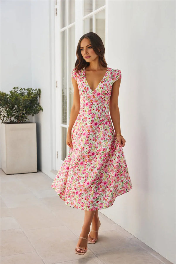 Luxury In The Sun Midi Dress Pink