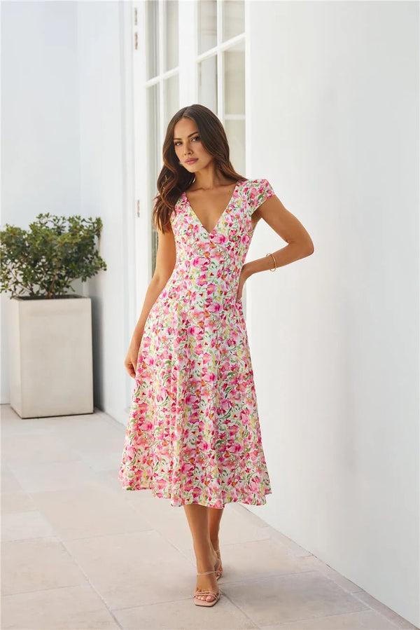 Luxury In The Sun Midi Dress Pink