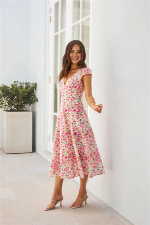 Luxury In The Sun Midi Dress Pink