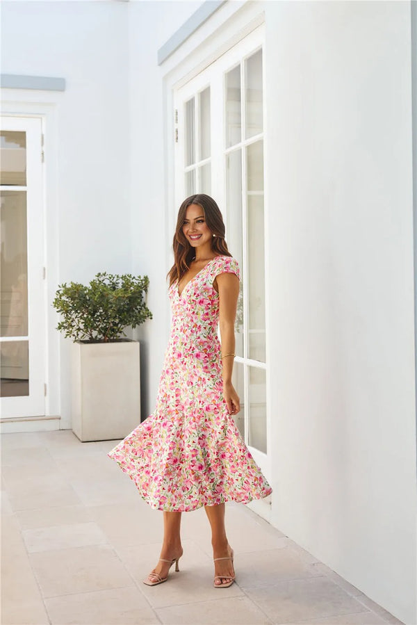 Luxury In The Sun Midi Dress Pink