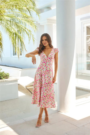 Luxury In The Sun Midi Dress Pink