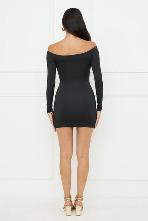 Maddy Off Shoulder Mini Dress Black