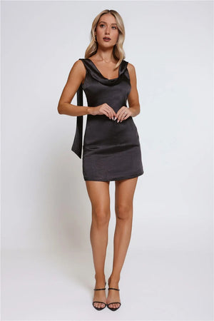 Moonbeam Luxe Satin Mini Dress Black