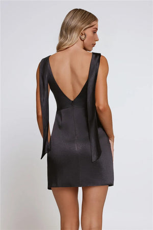 Moonbeam Luxe Satin Mini Dress Black
