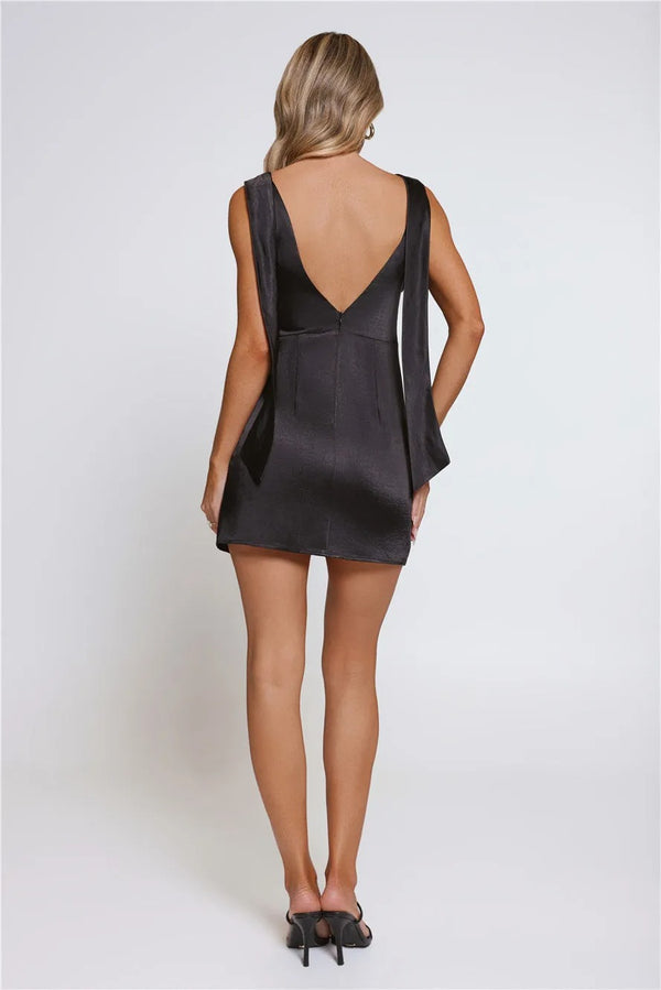 Moonbeam Luxe Satin Mini Dress Black