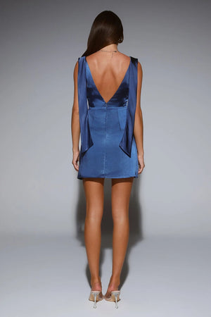 Moonbeam Luxe Satin Mini Dress Blue