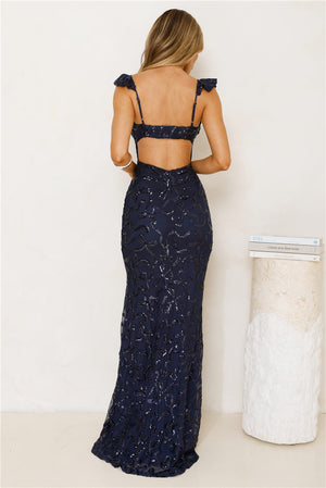 Night Of Opulence Sequin Maxi Dress Navy