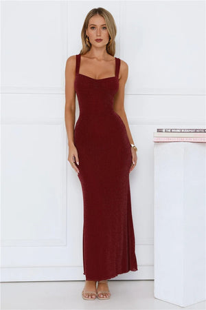 Nine To Shine Maxi Dress Burgundy