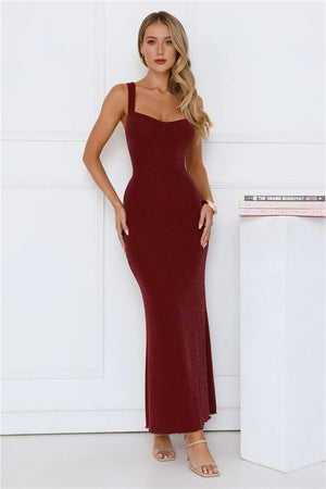 Nine To Shine Maxi Dress Burgundy