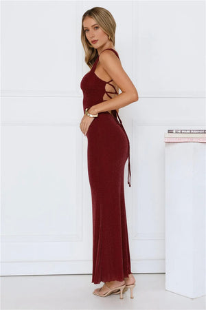 Nine To Shine Maxi Dress Burgundy