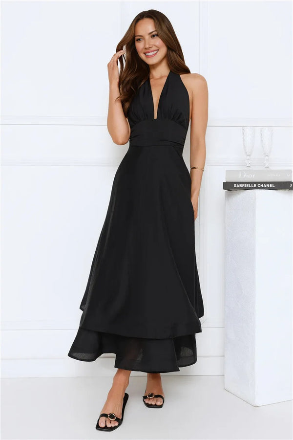 Opal Glow Halter Maxi Dress Black