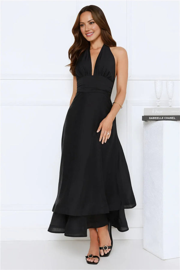 Opal Glow Halter Maxi Dress Black