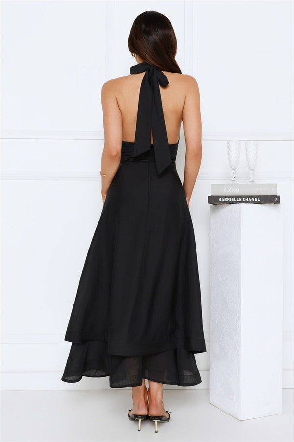 Opal Glow Halter Maxi Dress Black