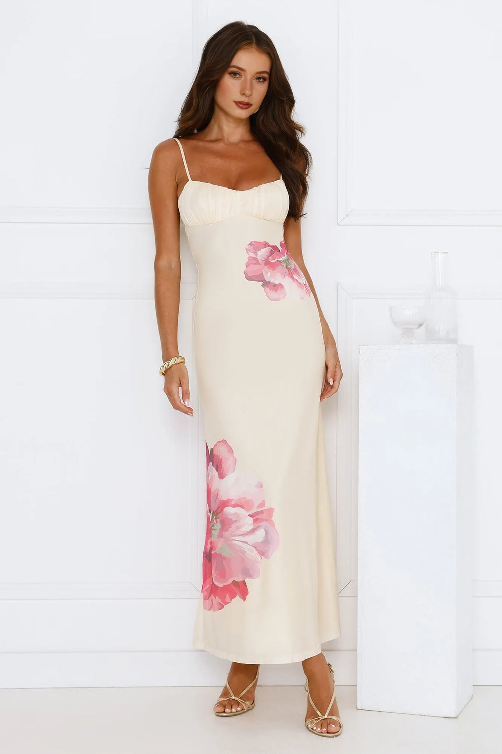 Paradise Glow Mesh Midi Dress Yellow