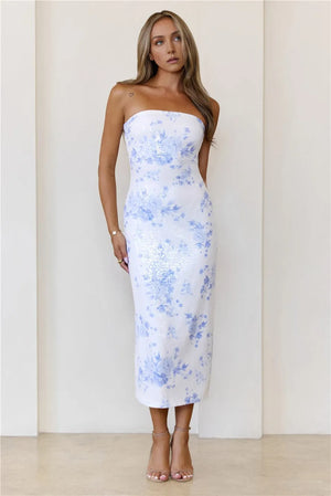 Poetic State Strapless Midi Dress White