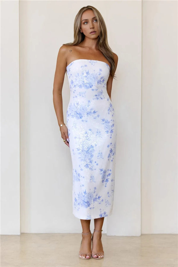 Poetic State Strapless Midi Dress White