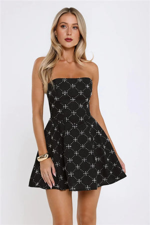 Private Jet Pending Strapless Mini Dress Black