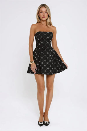 Private Jet Pending Strapless Mini Dress Black