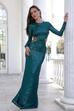 Promise Me Forever Sequin Maxi Dress Green