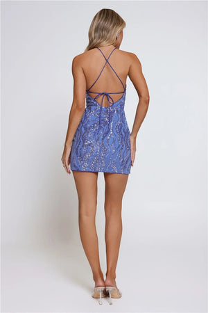 Rule With Style Sequin Mini Dress Blue