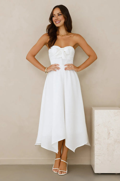 Saltwater Soul Strapless Midi Dress White