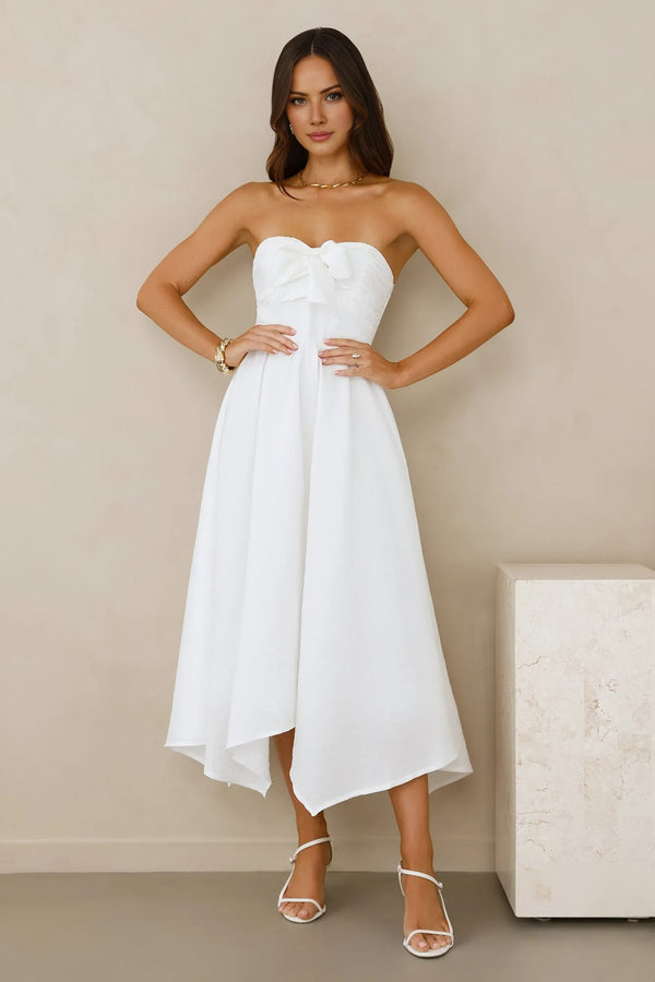 Saltwater Soul Strapless Midi Dress White
