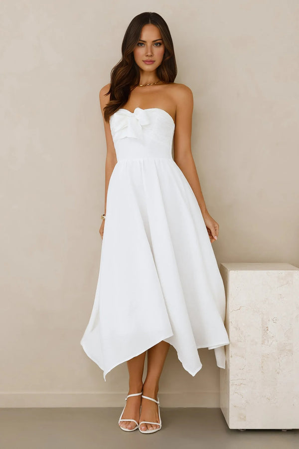 Saltwater Soul Strapless Midi Dress White