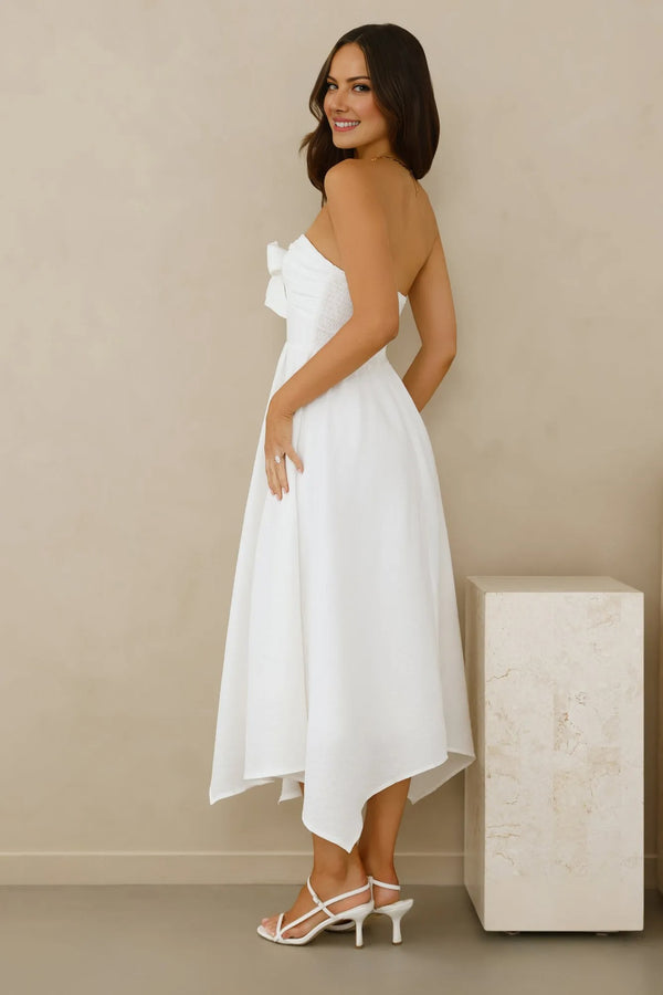 Saltwater Soul Strapless Midi Dress White