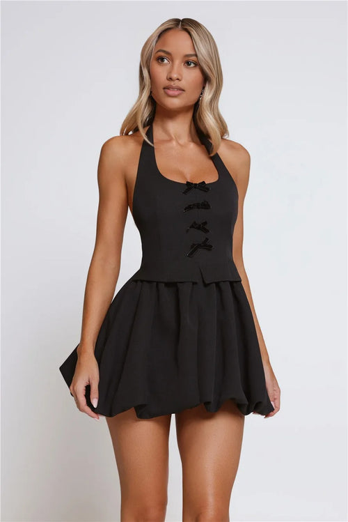 Secret Gift Halter Mini Dress Black