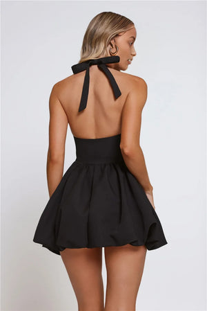Secret Gift Halter Mini Dress Black