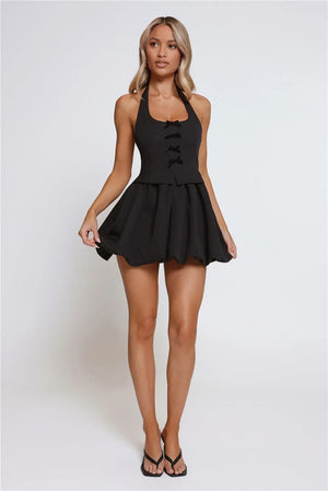 Secret Gift Halter Mini Dress Black
