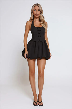 Secret Gift Halter Mini Dress Black