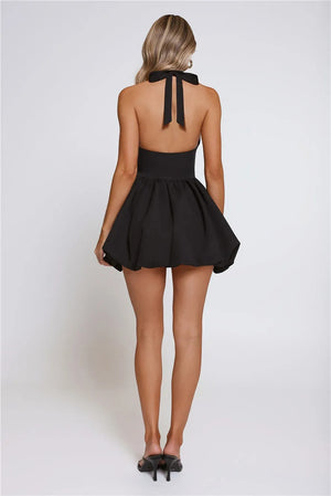 Secret Gift Halter Mini Dress Black