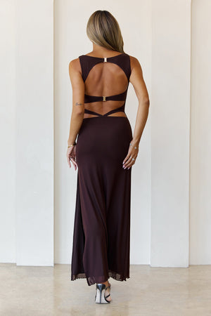 Secret Of The Sun Mesh Maxi Dress Brown