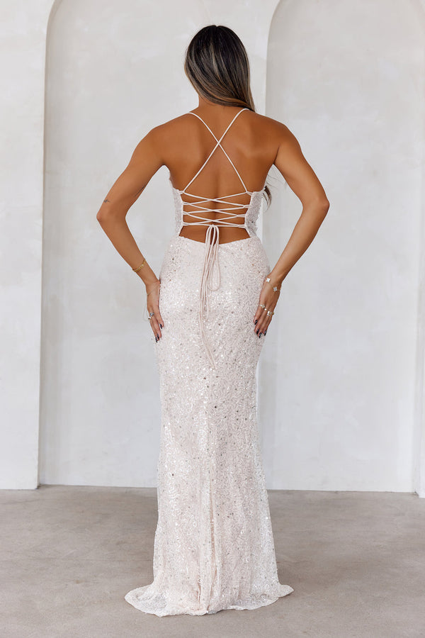 Sparkle Daze Sequin Maxi Dress White