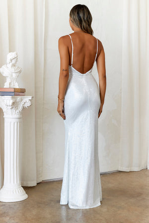 Sparkle In Her Eyes Sequin Maxi Dress Silver