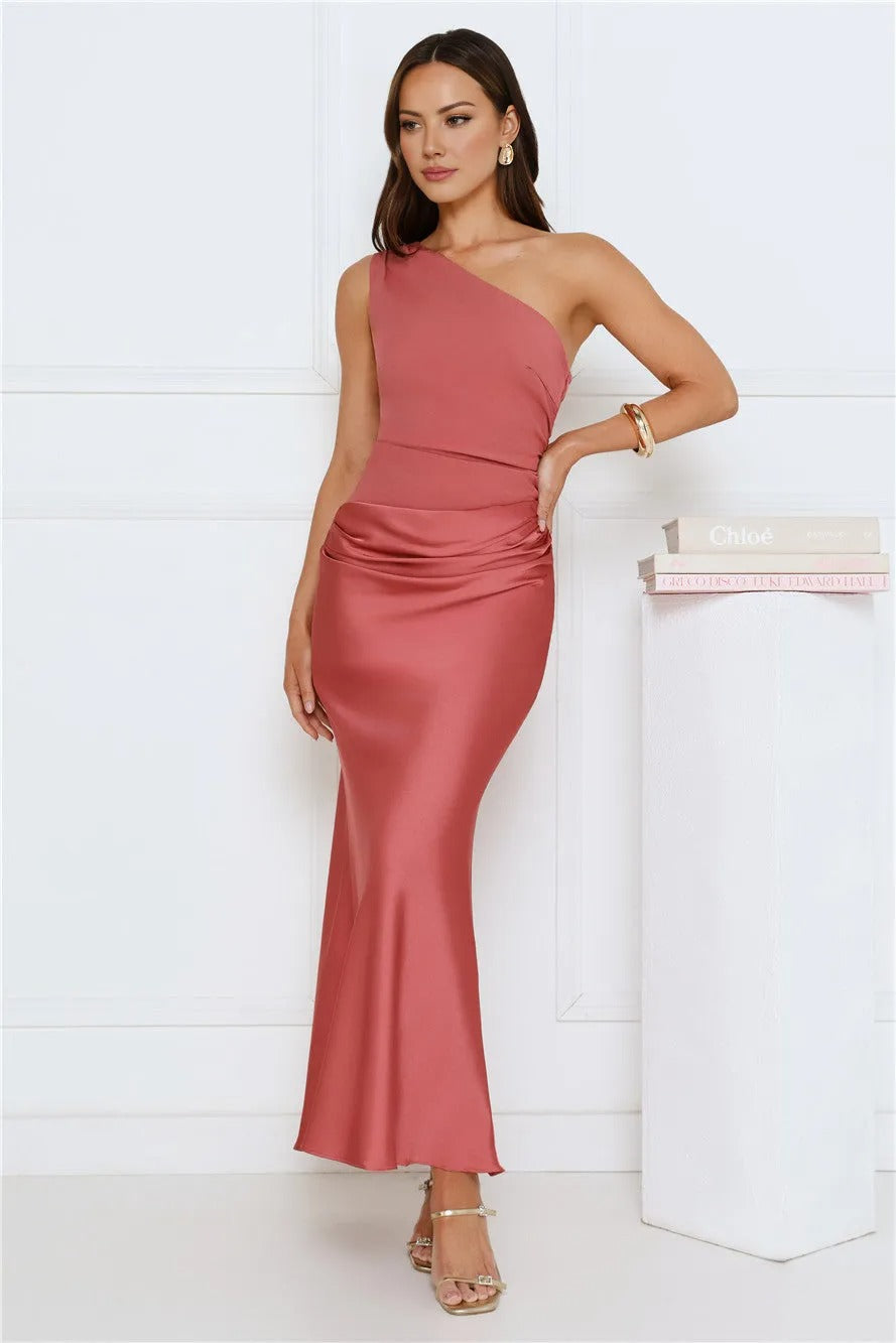 Starlit Darling Satin Maxi Dress Pink