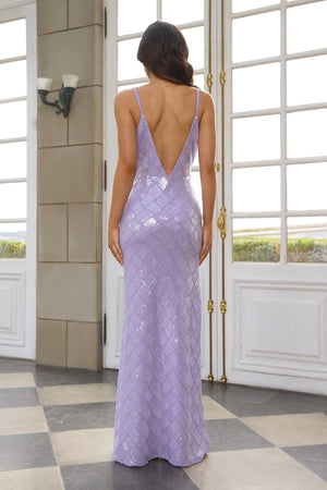 Stellar Soiree Sequin Maxi Dress Purple