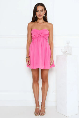 Sunset Wanderlust Strapless Mini Dress Pink