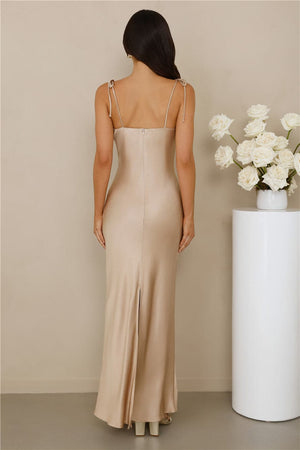 The Penelope Cowl Satin Maxi Dress Champagne