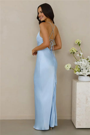 The Samara Satin Maxi Dress Blue