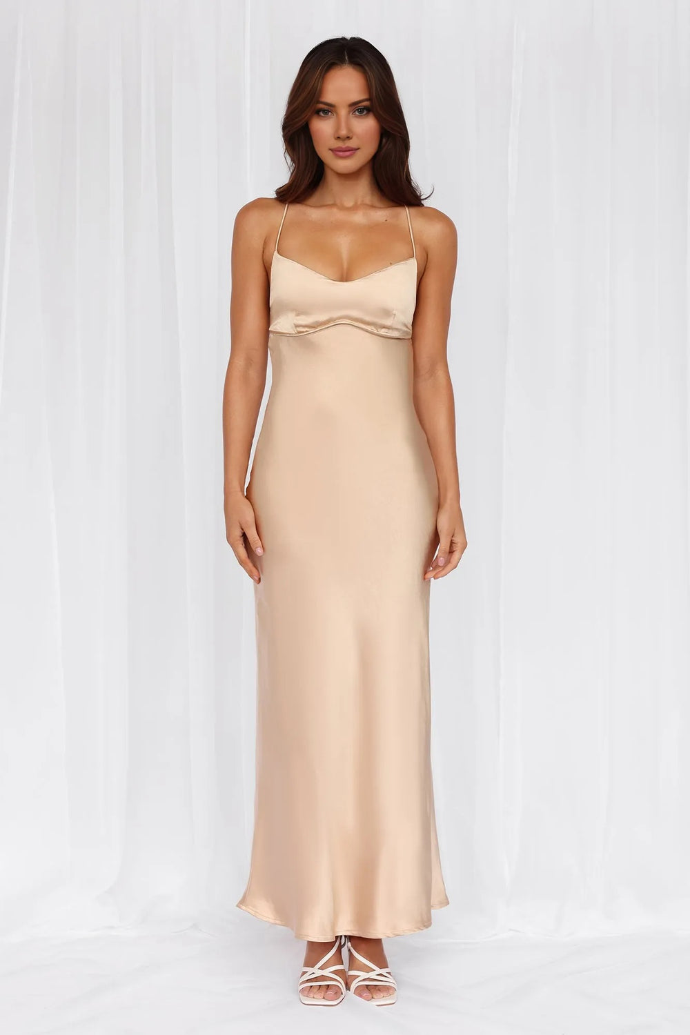The Samara Satin Maxi Dress Champagne