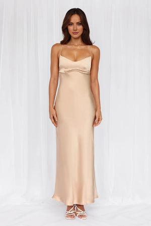 The Samara Satin Maxi Dress Champagne