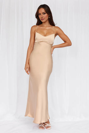 The Samara Satin Maxi Dress Champagne