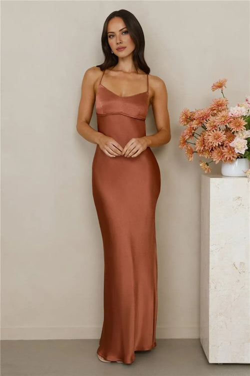 The Samara Satin Maxi Dress Copper