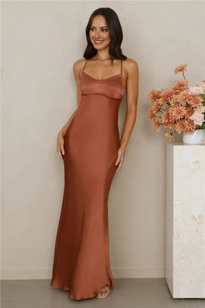 The Samara Satin Maxi Dress Copper
