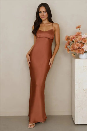 The Samara Satin Maxi Dress Copper